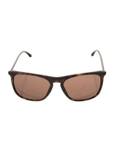Pre-owned Giorgio Armani Wayfarer Tinted Sunglasses In Brown