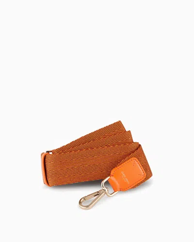 Giorgio Armani Official Store Webbing And Leather Shoulder Strap In Orange