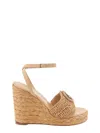 Giorgio Armani Official Store Sandals With A Rope Wedge With A Braided Motif In Beige
