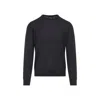 Giorgio Armani Crew Neck Sweater In Virgin Wool In Black