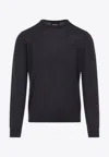 Giorgio Armani Crew Neck Sweater In Virgin Wool In Black