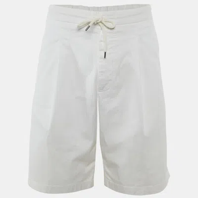 Pre-owned Giorgio Armani White Cotton Gabardine Shorts Xxxl