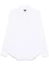 Giorgio Armani Tailored Cotton Shirt With Cuffed Sleeves And Curved Hem In White