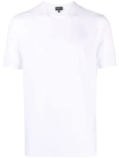 Giorgio Armani Icon Crew-neck T-shirt In Stretch Viscose Jersey In White