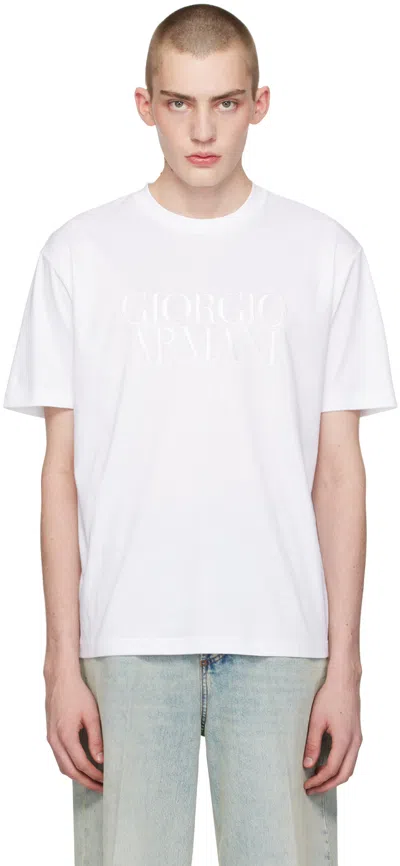 GIORGIO ARMANI WHITE EMBROIDERED T-SHIRT