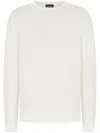 Giorgio Armani Crew-neck Jumper In Linen And Cotton In Neutral