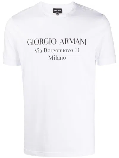 Giorgio Armani Logo Print Cotton Jersey T-shirt In White
