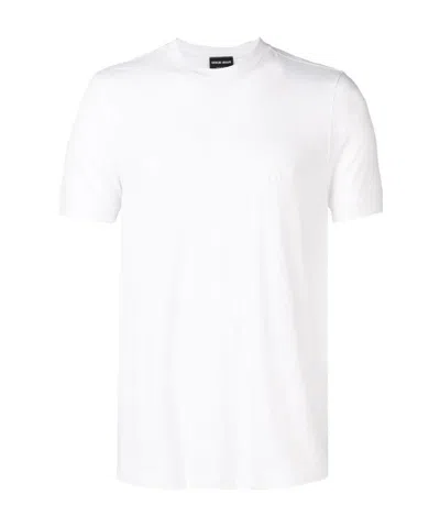 GIORGIO ARMANI WHITE ROUND-NECKED T-SHIRT