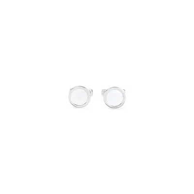 Giorgio Armani Elegant Silver Cufflinks With Pearl Accents In White