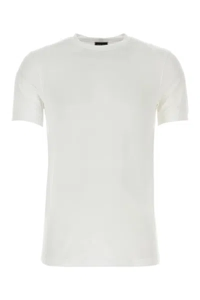 GIORGIO ARMANI WHITE STRETCH VISCOSE T-SHIRT