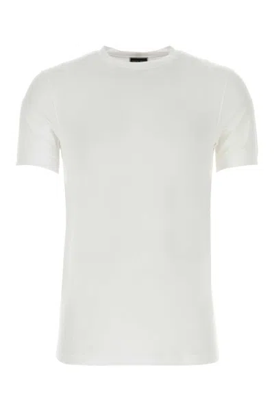 Giorgio Armani White Stretch Viscose T-shirt In Biancoottico