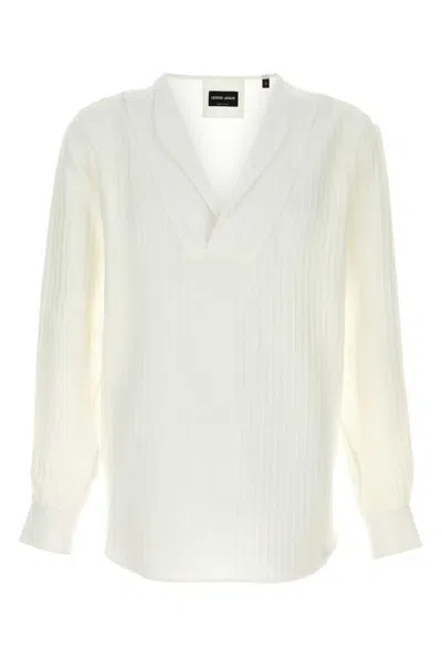 Giorgio Armani White Viscose Blend Shirt