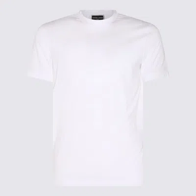 GIORGIO ARMANI WHITE VISCOSE BLEND T-SHIRT