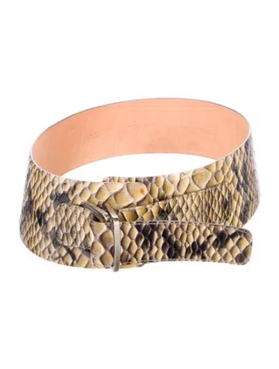 Pre-owned Giorgio Armani Wide Embossed Leather Waist Belt In Multi