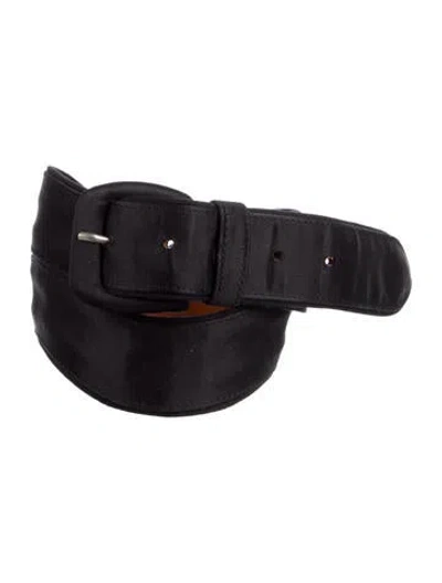 Pre-owned Giorgio Armani Wide Leather Belt In Black