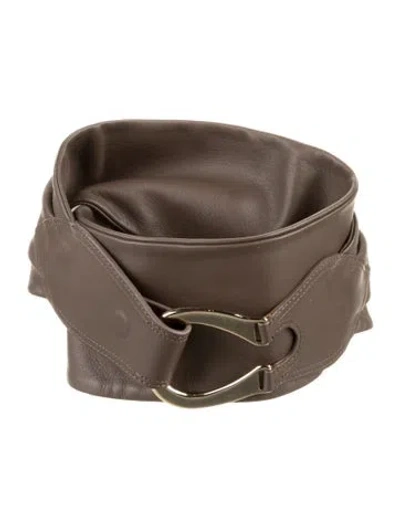 Pre-owned Giorgio Armani Wide Leather Waist Belt In Brown
