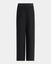 Giorgio Armani Wide-leg Beaded Silk Tuxedo Pants In Black