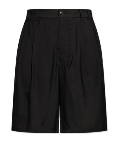 Giorgio Armani Wide Leg Bermuda Shorts In Black