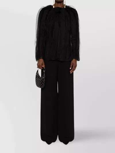Giorgio Armani Wide-leg High Waist Trousers With Practical Pockets In Black