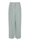 Giorgio Armani High-waisted Linen Cropped Trousers In Gray