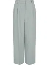 Giorgio Armani High-waisted Linen Cropped Trousers In Gray