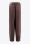 Giorgio Armani Wide-leg High-waisted Silk Trousers In Brown