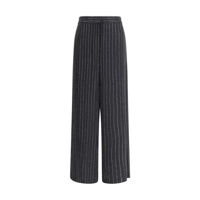 GIORGIO ARMANI WIDE-LEG SILK PANTS WITH STRASS