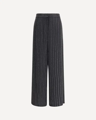 GIORGIO ARMANI WIDE-LEG SILK PANTS WITH STRASS