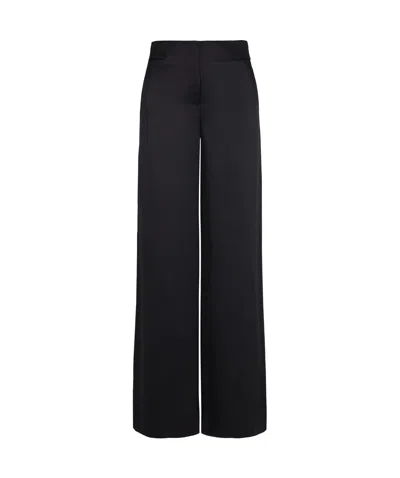 Giorgio Armani Wide-leg Silk Trousers In Black