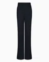Giorgio Armani Official Store Mulberry Silk Palazzo Trousers In Navy Blue