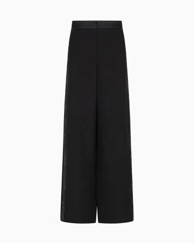 Giorgio Armani Wide-leg Silk Trousers With Rhinestone Details In Pattern