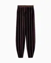 Giorgio Armani Wide-leg Striped Velvet Trousers In Burgundy