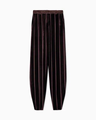Giorgio Armani Wide-leg Striped Velvet Trousers In Pattern
