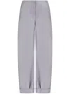 Giorgio Armani Wide-leg Trousers In Checked Brushed Linen In Gray