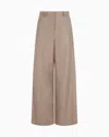 Giorgio Armani Wide-leg Trousers In Cashmere Flannel In Sand