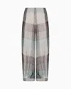 Giorgio Armani Wide-leg Trousers In Checked Brushed Linen