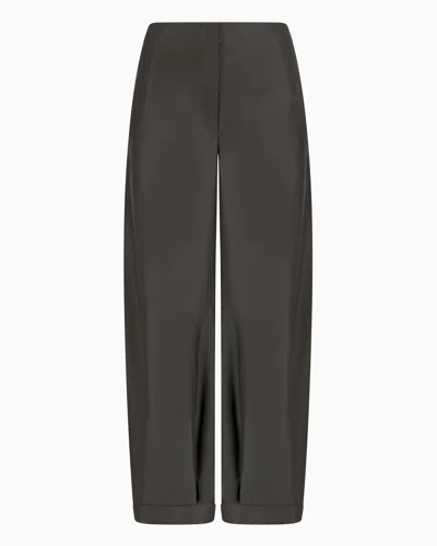 Giorgio Armani Wide-leg Trousers In Checked Brushed Linen In Green