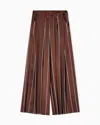 Giorgio Armani Wide-leg Trousers In Chiné-effect Jersey In Brown
