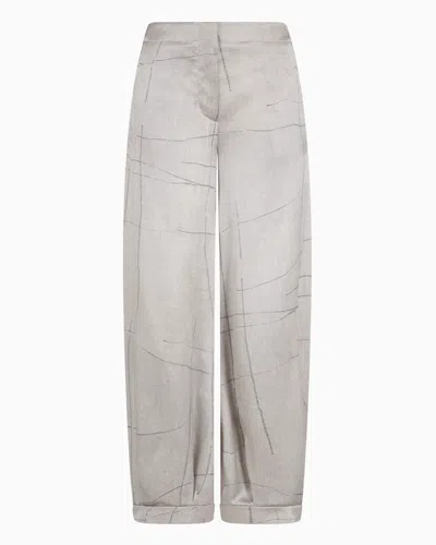 GIORGIO ARMANI WIDE-LEG TROUSERS IN PRINTED SILK SATIN