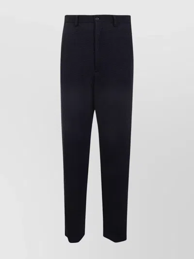 Giorgio Armani Wide Leg Trousers In Textured Fabric In Blue