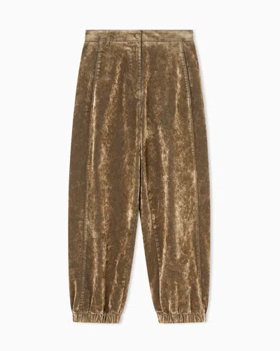 Giorgio Armani Wide-leg Velvet Trousers In Sand