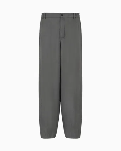Giorgio Armani Wide-leg Viscose Trousers In Gray