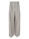 Giorgio Armani High-waisted Wide-leg Trousers With Front Pleats In Gray
