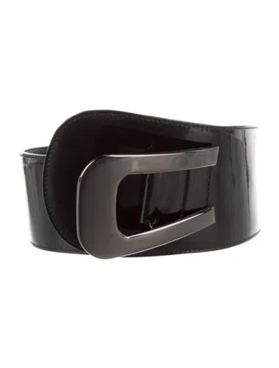 Pre-owned Giorgio Armani Wide Patent Leather Waist Belt In Black