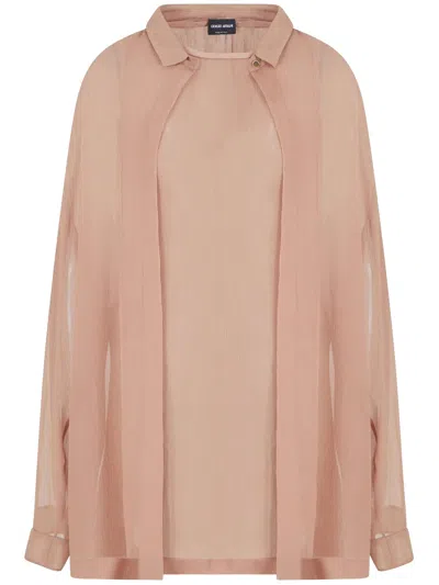 Giorgio Armani Wide Pink Silk Shirt