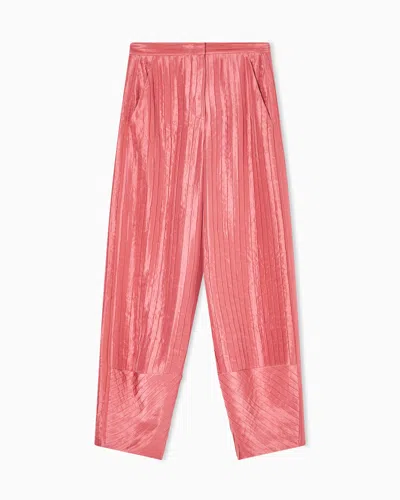 Giorgio Armani Wide Pleated Silk Trousers In Pink