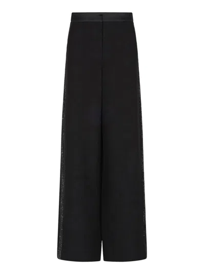 GIORGIO ARMANI WIDE SILK TROUSERS WITH RHINESTONE DETAIL