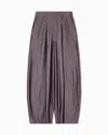Giorgio Armani Wide Trousers In Pinstriped Cashmere Jersey And Silk In Gray