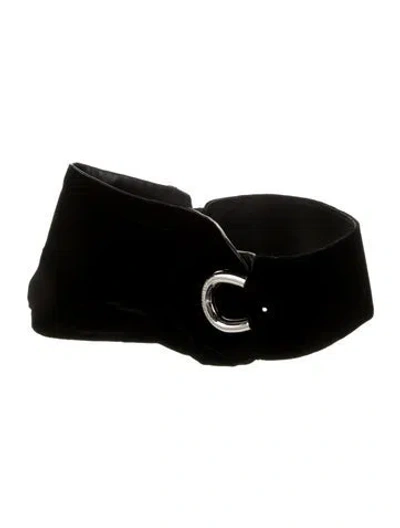 Pre-owned Giorgio Armani Wide Velvet Waist Belt In Black