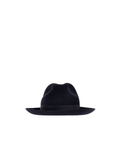 Giorgio Armani Grosgrain-trim Fedora Hat In Blue